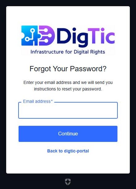 Skjemaet Forgot Your Password? med feltet Email address og knappen Continue